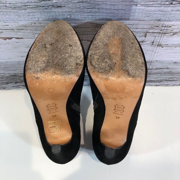 𝅺vero Cuoio Black Suede Ankle Boots Booties Stilettos Platform 37 size 6.5 - Picture 7 of 7